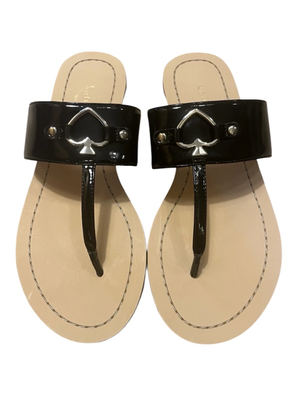 Kate Spade Cece Black Patent Thong Sandals Size 9 NWOT - Picture 2 of 4